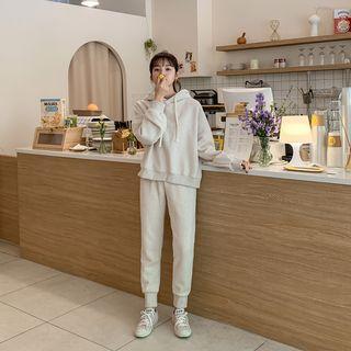 Fleece-lined Jogger Sweatpants Oatmeal - One Size