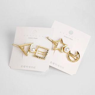 Faux Pearl Wire Geometric Hair Clip