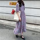 Floral Puff-sleeve Dress As Figure - One Size