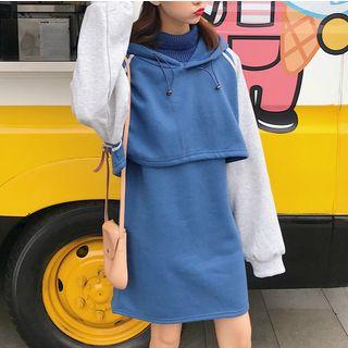 Set: Raglan Cropped Hoodie + Turtleneck Sleeveless Dress