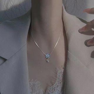 Flower Pendant Necklace 925 Silver - Silver - One Size