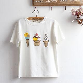 Ice Cream Print Short Sleeve T-shirt