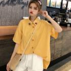 Elbow-sleeve Bow Detail Shirt / Wide-leg Shorts