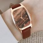 Faux Leather Rectangle Strap Watch