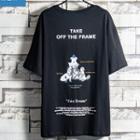 Lettering Print Elbow-sleeve T-shirt