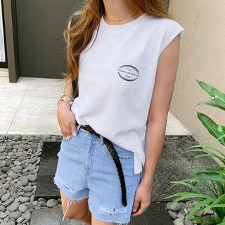 Crewneck Cotton Sleeveless Top White - One Size