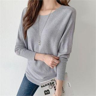 Lace-trim Studded Knit Top