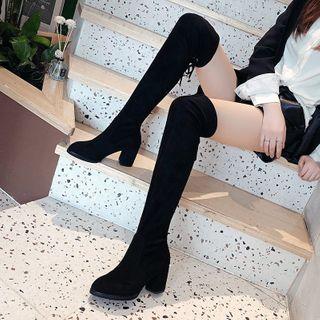Chunky Heel Faux-suede Over-the-knee Boots