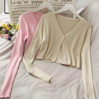 One-button Crop Knit Top
