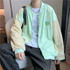 Frog Embroidered Two-tone Button-up Jacket