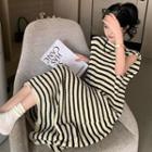Sleeveless Striped Knit Midi Dress Stripe - One Size