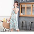 Adjustable Spaghetti-strap Print Dress