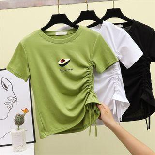 Avocado Print Short-sleeve Drawstring Side Top
