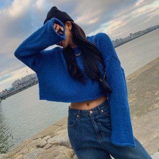 Drop-shoulder Knit Crop Top