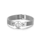 Fashion Personality Geometric Circular Anchor 316l Stainless Steel Bracelet With Cubic Zirconia Silver - One Size