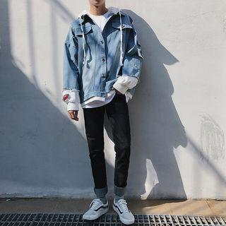 Ripped Hooded Denim Jacket