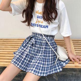 Plaid Mini A-line Skirt As Shown In Figure - One Size