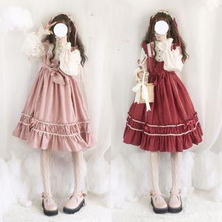 Set: Lace Hairband + Mock Two-piece Long-sleeve A-line Dress