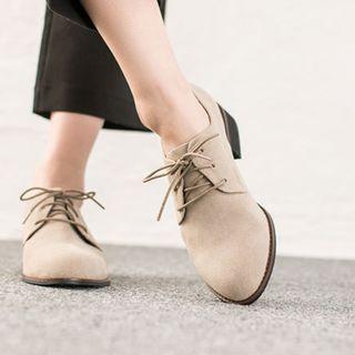 Lace-up Faux-suede Loafers