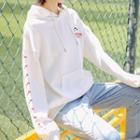 Long Sleeve Loose-fit Print Hoodie White - One Size