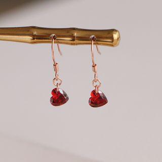 Rhinestone Heart Drop 925 Sterling Silver Earring 1 Pair - Silver - One Size
