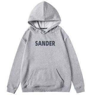 Drop Shoulder Plain Lettering Pocket Hoodie