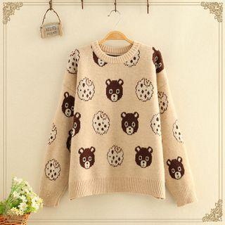 Bear Jacquard Round-neck Sweater