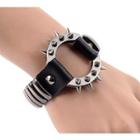 Spiked Ring-accent Faux-leather Bracelets