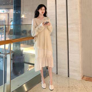 Spaghetti Strap Midi Dress / Plain Sweater