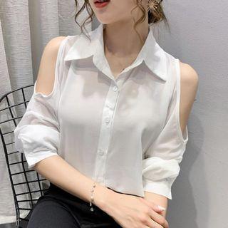 Cold-shoulder Sheer Shirt