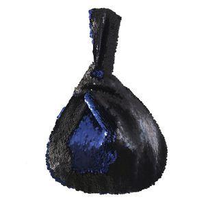Sequined Handbag Blue & Black - One Size