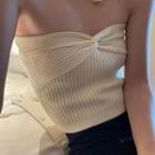 Strapless Ribbed Knit Top