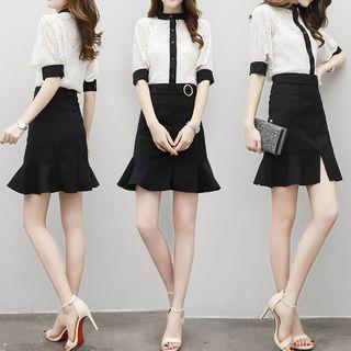 Set: Elbow-sleeve Top + Mini Skirt