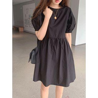 Puff-sleeve Cotton A-line Dress