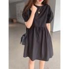 Puff-sleeve Cotton A-line Dress