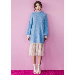 High-neck Glitter Long Sweater