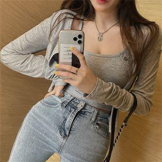 Set: Cropped Camisole + Long-sleeve T-shirt