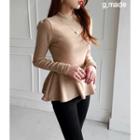 Crew-neck Slim-fit Peplum T-shirt