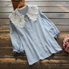 3/4-sleeve Lace Collar Shirt