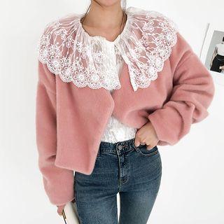 Brushed-fleece Open Short Jacket