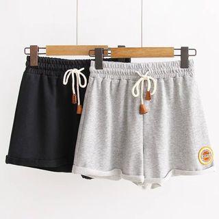 Patch Embroidered Drawstring Shorts