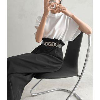 Two Tone Jumpsuit With Chain Belt