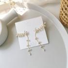 925 Sterling Silver Rhinestone Fringed Clip-on Earring 1 Pair - As Shown In Figure - One Size