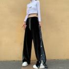 Velvet Button-side Straight Leg Pants