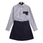 Set: Pinstriped Shirt + A-line Skirt