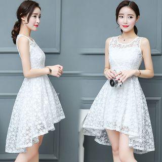 Sleeveless Dip Back Lace A-line Dress