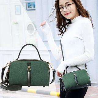 Faux-leather Zip-front Satchel