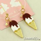 Chocolate Ice Cream Charm Crystal Gold Earrings