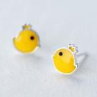 Chick 925 Sterling Silver Stud Earring 1 Pair - Chicken - Yellow - One Size