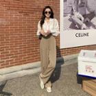 Plain Suspender Wide-leg Pants